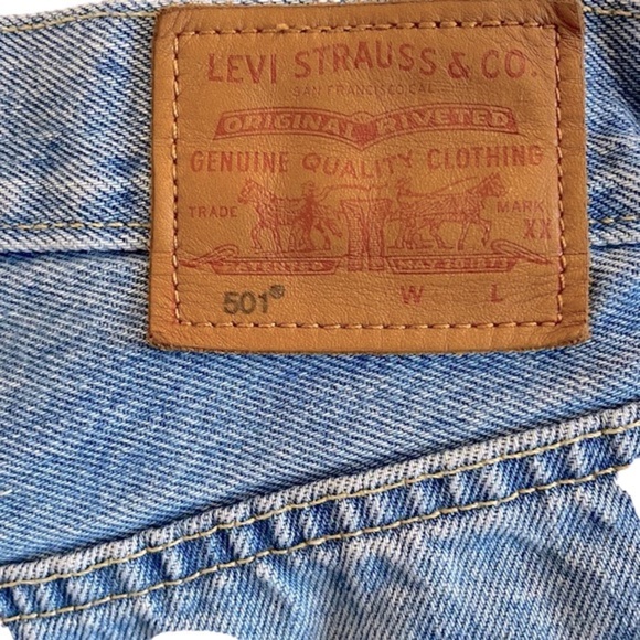Levi’s 501 High Rise Distressed Denim Jean Shorts Size 27 - Picture 7 of 11